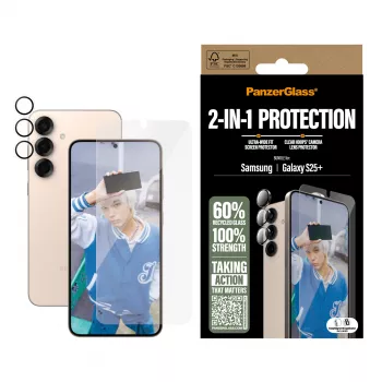 PanzerGlass 2-in-1 apsaugos rinkinys Samsung Galaxy S25+ – ekrano ir kameros stiklas