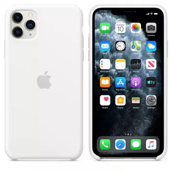 Silicone Dėklas Apple iPhone 11 Pro Max — Silicone, Baltas, tinka 6,5 colio