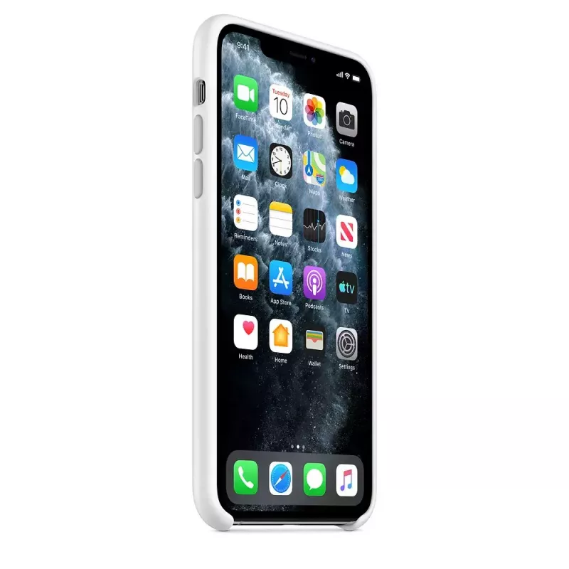 Silicone Dėklas Apple iPhone 11 Pro Max — Silicone, Baltas, tinka 6,5 colio