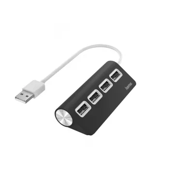 Hama USB Hub, 4 prievadai, USB 2.0, 480 Mbit/s, juoda