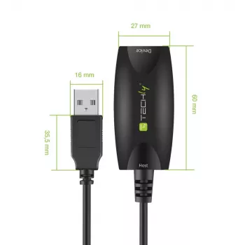 Techly SuperSpeed USB 3.0 aktyvus ilginimo kabelis 5 m juodas ICUR3050