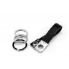 Raktų pakabukas TROIKA TWISTER juodas sidabrinis odinis metalinis 16mm 9mm