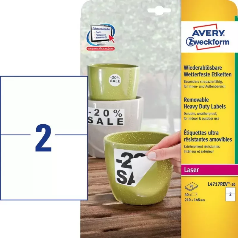 Lipni etiketė stačiakampė AVERY L4717REV-20