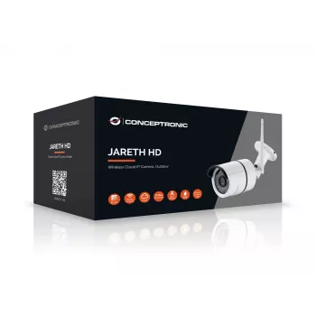 Conceptronic JARETH HD belaidė debesies IP kamera, lauko, IP apsaugos kamera, lauko, laidinis ir belaidis, išorinis, lubos/siena, balta