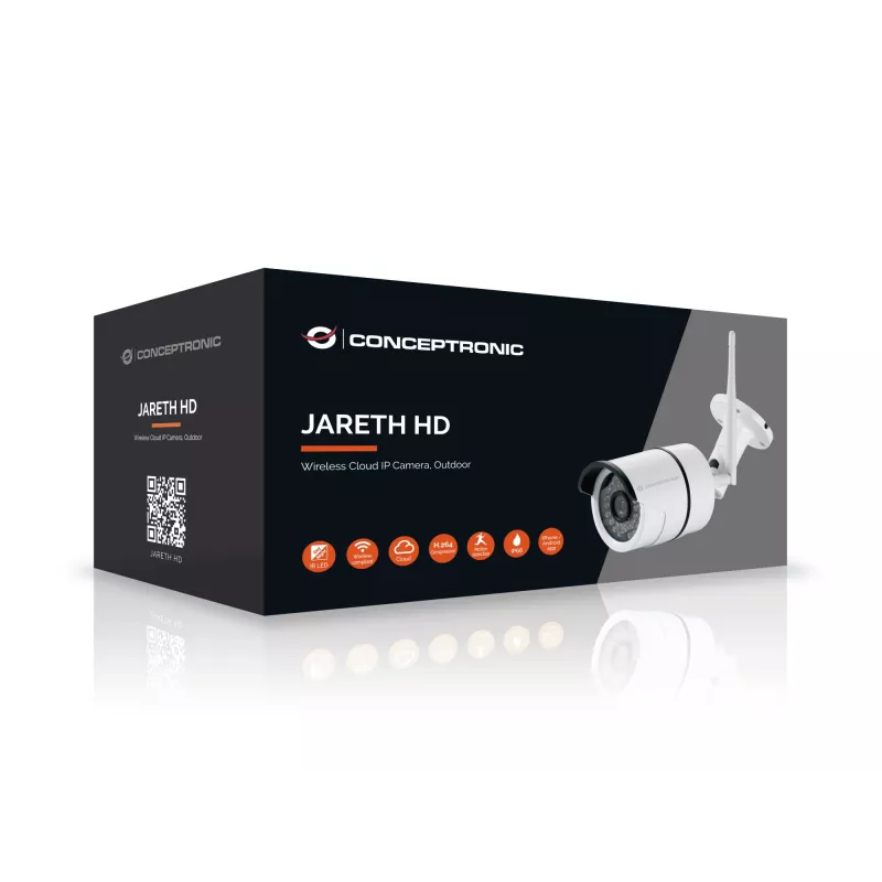Conceptronic JARETH HD belaidė debesies IP kamera, lauko, IP apsaugos kamera, lauko, laidinis ir belaidis, išorinis, lubos/siena, balta