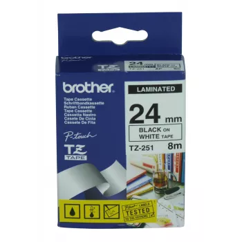 Juostelė etikečių spausdinimui Brother TZ-251, balta, 8 m, 24 mm
