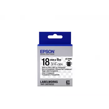 Epson LK-5TBN juoda/permatoma etikečių kasetė 18 mm (9 m)