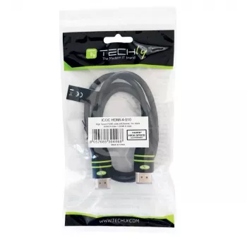Techly 1 m HDMI laidas High Speed su Ethernet A/A M/M juodas ICOC HDMI-4-010