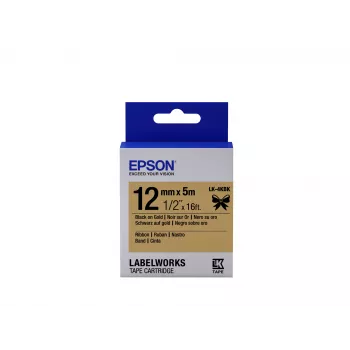 Epson kasetė su satino juostele LK-4KBK juoda/auksinė 12mm (5m)