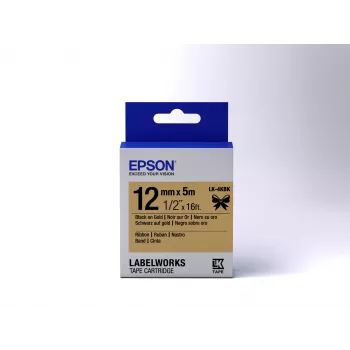 Epson kasetė su satino juostele LK-4KBK juoda/auksinė 12mm (5m)
