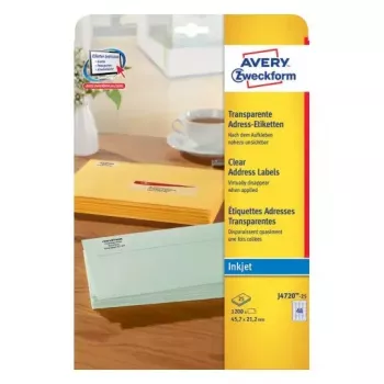 Lipnios etiketės Avery J4720-25 1200 vnt. skaidrios suapvalintais kampais