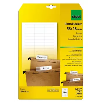 Nelipnios etiketės segtuvams Sigel LP725