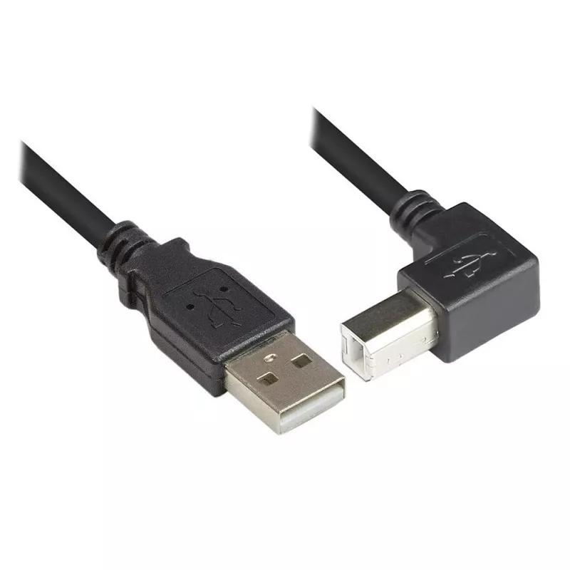 Techly USB 2.0 laidas A kištukas / B kištukas Kampinis 3m ICOC U-AB-30-ANG
