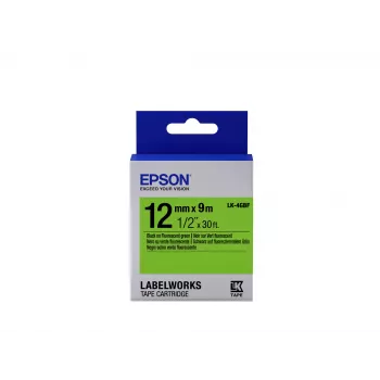 Epson LK-4GBF fluorescencinė etikečių kasetė juoda/žalia 12mm (9m)