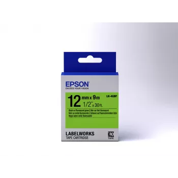 Epson LK-4GBF fluorescencinė etikečių kasetė juoda/žalia 12mm (9m)