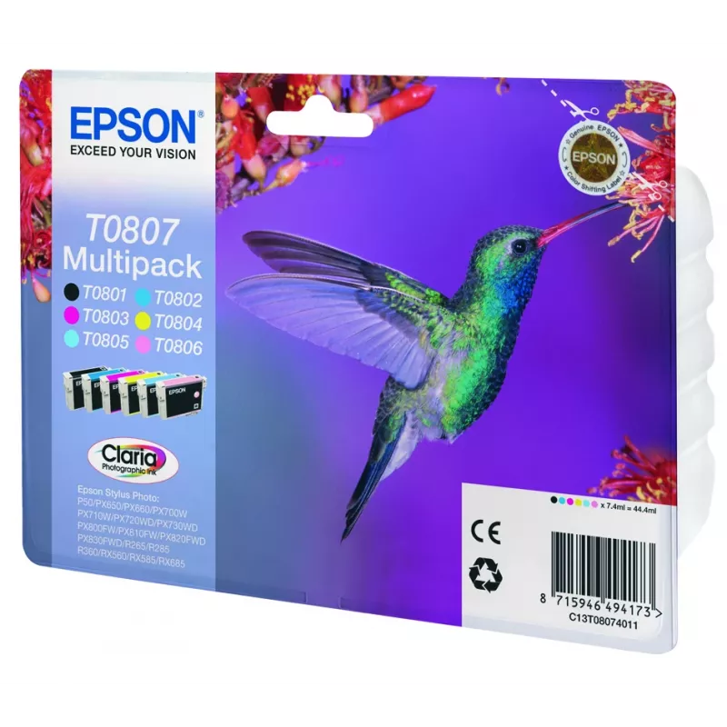 Epson Hummingbird Multipack 6 spalvų T0807 Claria fotografo rašalas