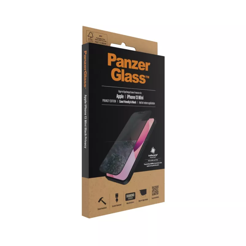 PanzerGlass privatumo ekrano apsauga Apple iPhone 13 Mini nuo krašto iki krašto, atspari įbrėžimams ir smūgiams