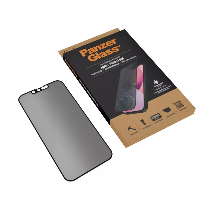 PanzerGlass privatumo ekrano apsauga Apple iPhone 13 Mini nuo krašto iki krašto, atspari įbrėžimams ir smūgiams