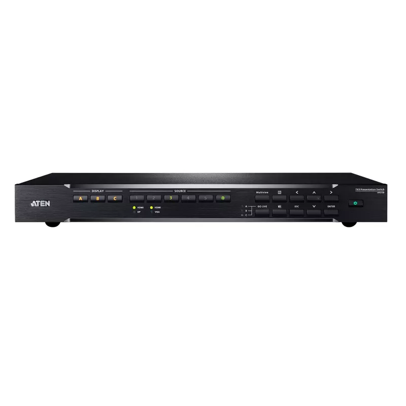 ATEN VP2730 7x3 HDMI prezentacinis jungiklis su srautiniu perdavimu, HDBaseT, metalinis, juodas