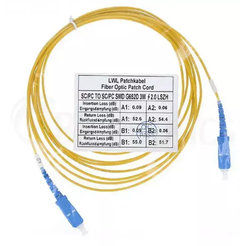 Šviesolaidinis kabelis BlueOptics SFP2222BU10MK SC G.657.A1 10 m Geltonas