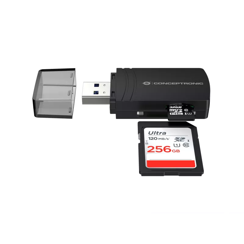 Conceptronic BIAN06B SD/TF/MicroSD 4.0 kortelių skaitytuvas, UHS-II, USB 3.0, 5 Gbps