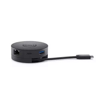 DELL DA300 Universal USB-C 6-in-1 adapter, USB 3.2 Gen 2 Type-C, HDMI, DP, VGA, Ethernet, USB-A, USB-C, juodas