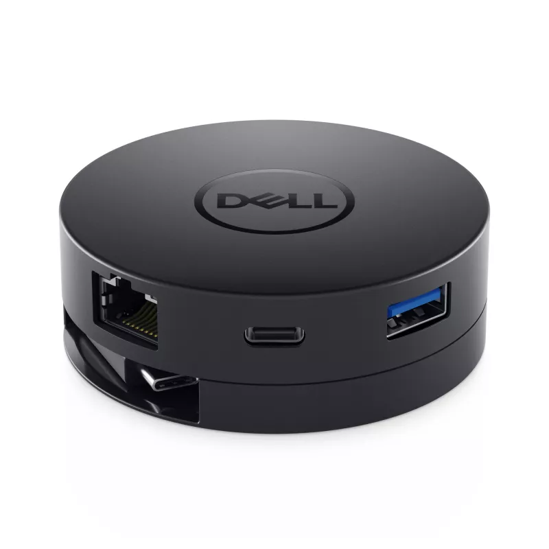 DELL DA300 Universal USB-C 6-in-1 adapter, USB 3.2 Gen 2 Type-C, HDMI, DP, VGA, Ethernet, USB-A, USB-C, juodas