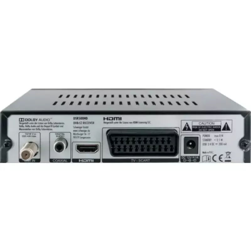 Set-top dėžutė Schwaiger DSR500HD Kabelinė Full HD Juoda