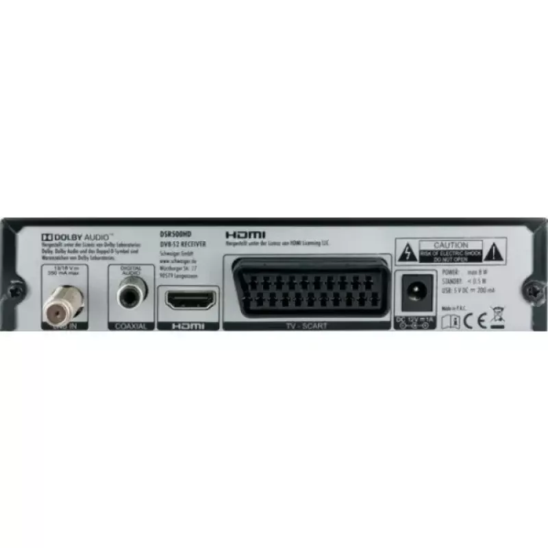 Set-top dėžutė Schwaiger DSR500HD Kabelinė Full HD Juoda