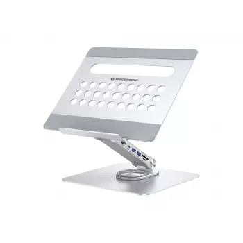 Conceptronic DONN27G, stovas nešiojamam kompiuteriui, sidabrinis, aliuminis, 360°, USB 3.2 Gen 1 (3.1 Gen 1) Type-C, 5000 Mbit/s