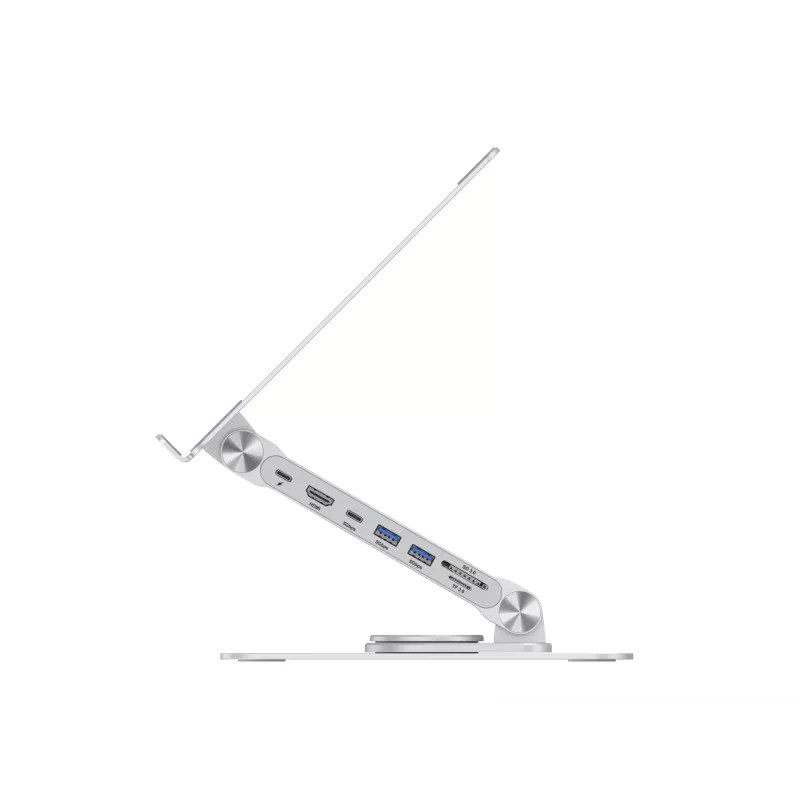 Conceptronic DONN27G, stovas nešiojamam kompiuteriui, sidabrinis, aliuminis, 360°, USB 3.2 Gen 1 (3.1 Gen 1) Type-C, 5000 Mbit/s