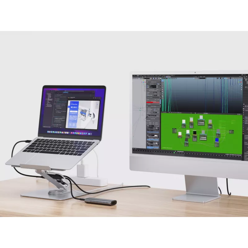 Conceptronic DONN27G, stovas nešiojamam kompiuteriui, sidabrinis, aliuminis, 360°, USB 3.2 Gen 1 (3.1 Gen 1) Type-C, 5000 Mbit/s