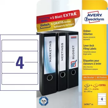 Lipnūs etiketės Avery L4761-25 suapvalintu stačiakampiu