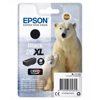 Epson 26XL Claria Premium rašalo kasetė, juoda, didelės talpos (XL), pigmentinis rašalas, 12,2 ml, 1 vnt., 500 puslapių
