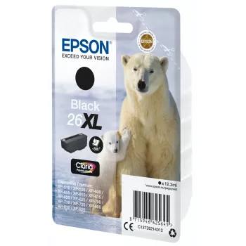 Epson 26XL Claria Premium rašalo kasetė, juoda, didelės talpos (XL), pigmentinis rašalas, 12,2 ml, 1 vnt., 500 puslapių