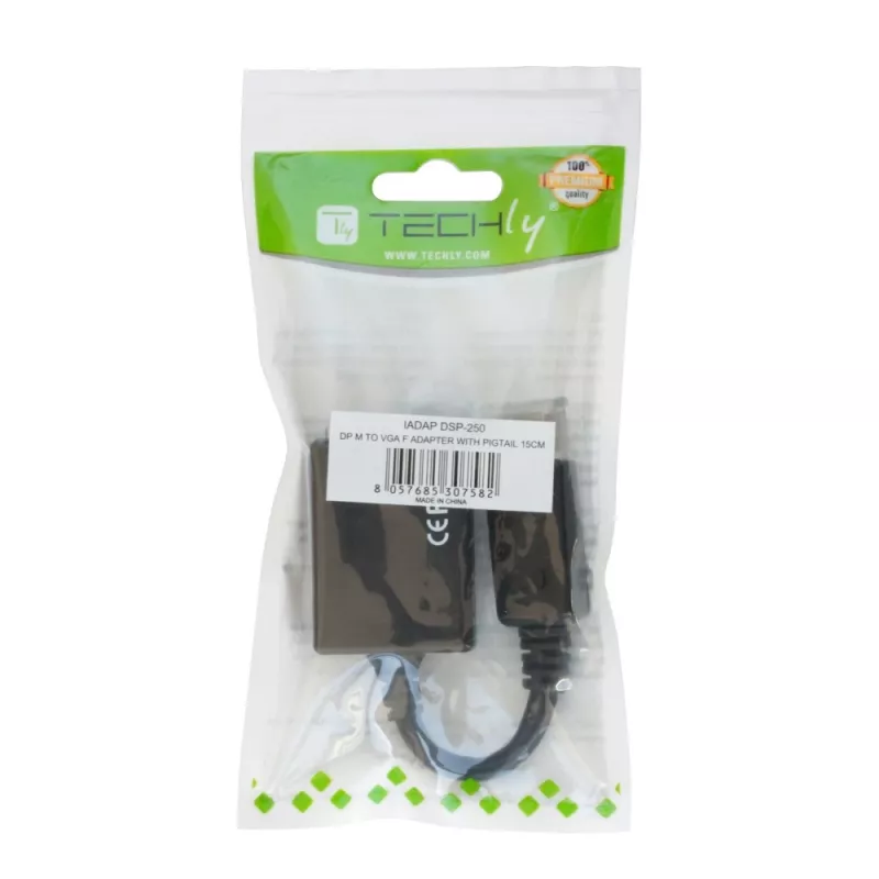 Techly DisplayPort DP į VGA adapteris M F IADAP DSP-250, 0.07 m, DisplayPort, 2 x VGA (D-Sub), Vyriškas, Moteriškas, 1920 x 1200 pikselių