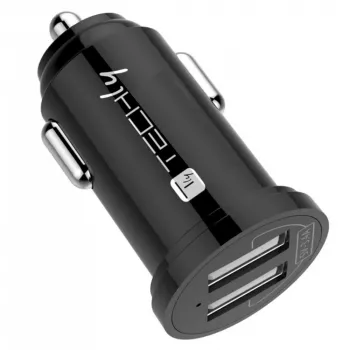 Techly Mini automobilinis USB įkroviklis 2x USB-A 24W / 4.8A juodas