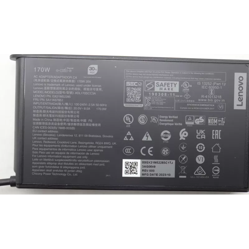 Lenovo 5A11K67851 maitinimo adapteris / keitiklis vidaus 170 W juodas