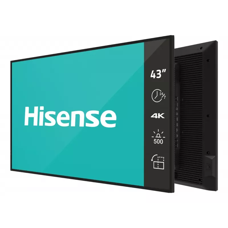 Hisense 43 colių QLED 4K išmanusis monitorius E5QTUK, Android 11, 500 cd/m², 8 ms, VESA, juodas