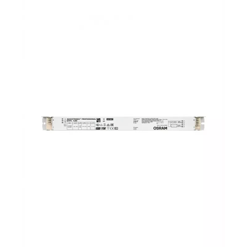 Elektroninis balastas Osram QTP5 1X80, tarnavimo laikas 100000 h, AC 198–264 V, 50/60 Hz, 40 A, -20–50 °C, 360×30×21 mm