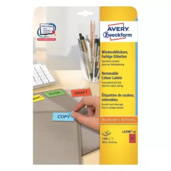 Lipnios etiketės Avery L4790-20 Raudonos Apvalūs stačiakampiai Nuimamos