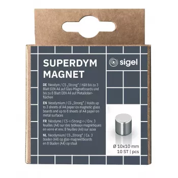 Neodimio magnetas cilindras Sigel BA701 sidabrinis 10 mm (10 vnt.)