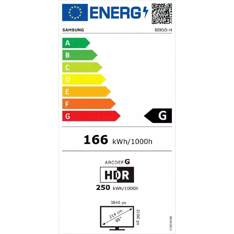 Samsung BE85D-H skaitmeninio ženklinimo plokščiasis ekranas 2,16 m (85 col.) LED Wi-Fi 4K Ultra HD juodas Tizen 16/7
