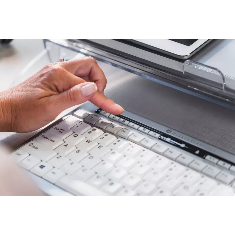 BakkerElkhuizen S-board 840 UK Qwerty, Tenkeyless (80-87%), Laidinė, USB, Žirklinis mechanizmas, QWERTY, Šviesiai pilka, Balta