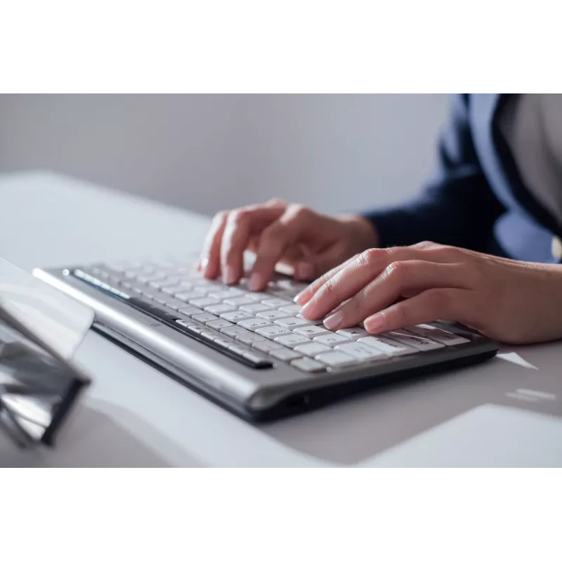 BakkerElkhuizen S-board 840 UK Qwerty, Tenkeyless (80-87%), Laidinė, USB, Žirklinis mechanizmas, QWERTY, Šviesiai pilka, Balta