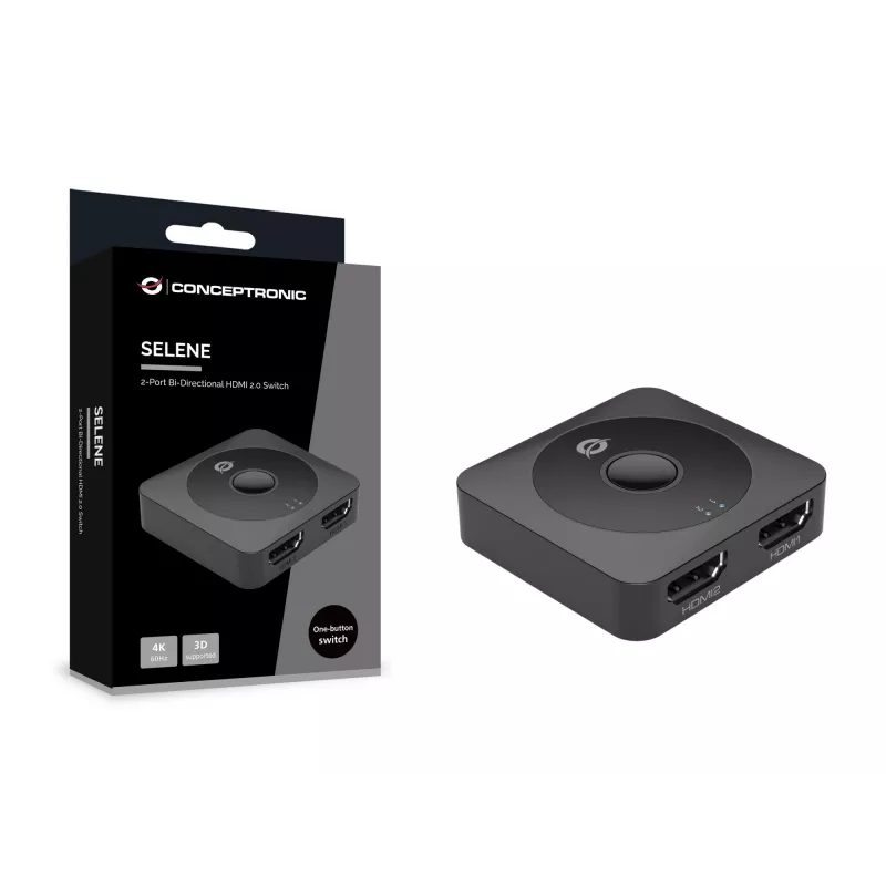 Conceptronic SELENE01B 2 prievadų dvipusis HDMI 2.0 jungiklis, 4K60Hz