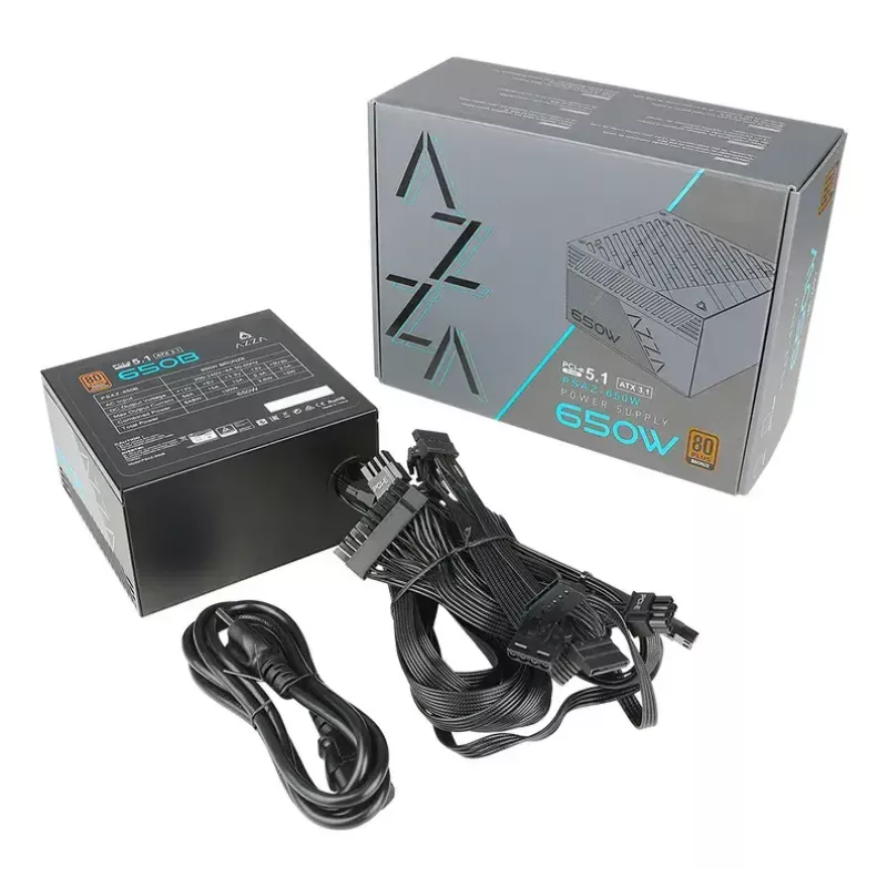 Maitinimo blokas AZZA PSAZ-650B (ATX3.1) 650 W, 20+4 pin ATX, nemodulinis, 80 PLUS Bronze, juodas