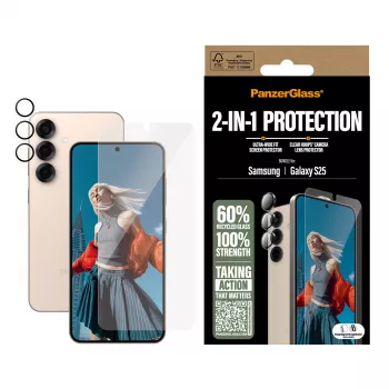 PanzerGlass 2-in-1 apsaugos rinkinys Samsung Galaxy S25 – nuo įbrėžimų ir smūgių
