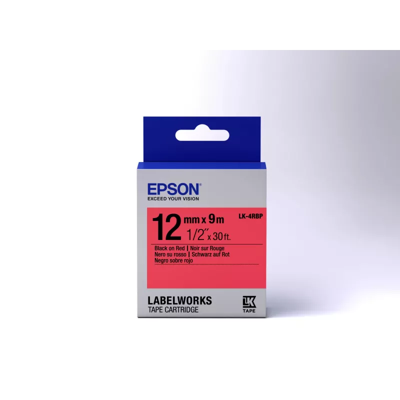 Epson kasetė etiketėms Pastel LK-4RBP juoda/raudona 12mm (9m)
