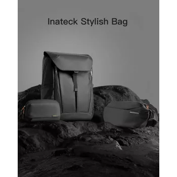 Pečių krepšys Inateck LB03014 – unisex poliesteris 900D, užtrauktuku, 4 L, juodas